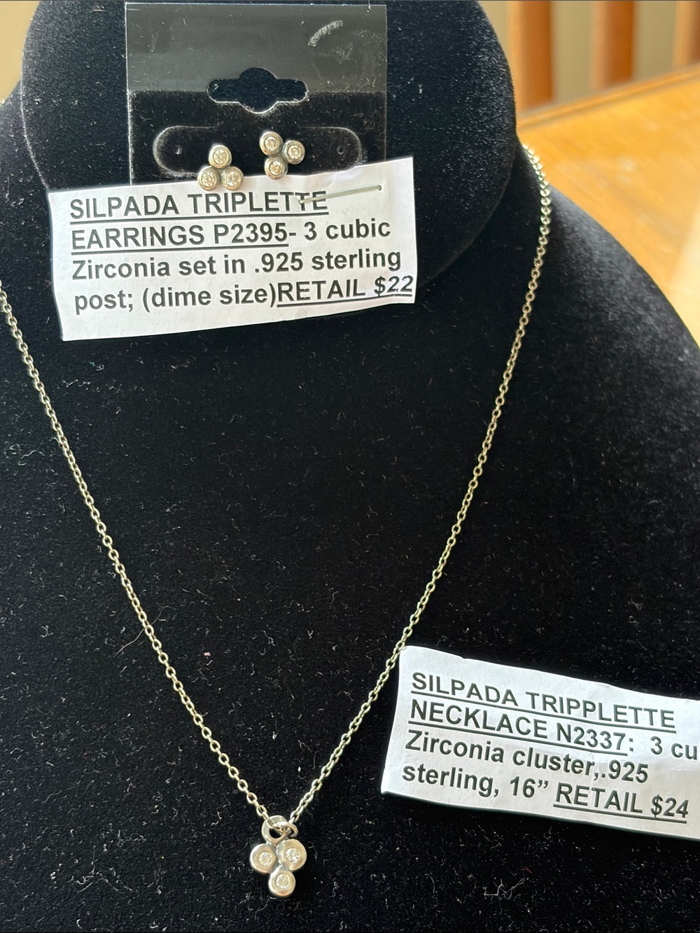 Silpada Gold Triplette .925 sterling and Zirconia set